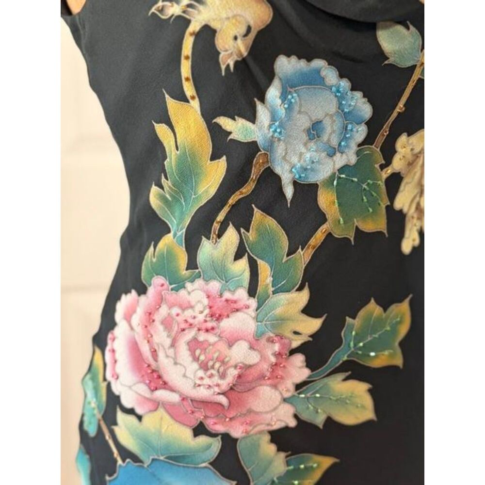 NWT Vintage Sue Wong Size 4 Black Silk Floral Beaded High-Low Dress Y2K - Picture 12 of 13